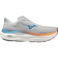 Mizuno - Scarpe da Running - Wave Sky 9 Cloudscape/Blue Jewel/Lava Orange per Uomo - Taglia 8 UK - Grigio