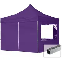 TOOLPORT 3x3m gazebo pieghevole con laterali (finestre panoramiche), ECONOMY alluminio, viola