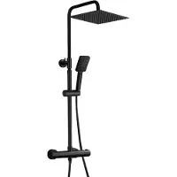 Dylin GmbH JOHO sistema doccia a pioggia set doccia termostatico con miscelatore termostatico nero opaco (2525+termostato MB)