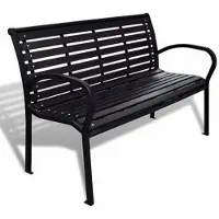 vidaXL Panchina da giardino 125 cm in acciaio e WPC nero