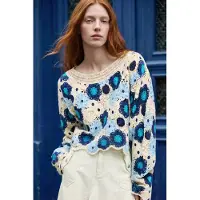 Desigual , maglione all'uncinetto con fiori, Donna, Blu, L