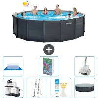 Intex Pannello per piscina in grafite, modello Rund - 478x124 cm - composto da 6 elementi, codice S616