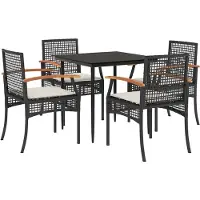 vidaXL set da pranzo da giardino a 5 pezzi con cuscini in rattan nero