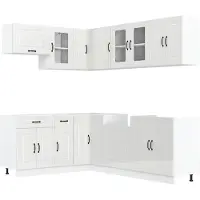 vidaXL set di mobili da cucina 11 pezzi Kalmar in legno bianco lucido