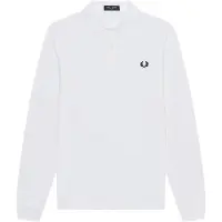 Fred perry per uomo. M6006 Polo liscio a manica lunga bianco (M), Casual, Cotone