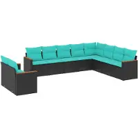 vidaXL Set di divani da giardino da 10 pezzi con cuscini, in polyrattan nero