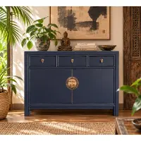 OPIUM OUTLET Cassettiera cinese Asia credenza orientale mobile vintage asiatico credenza nuziale completamente assemblata blu