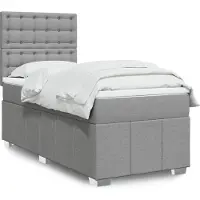 vidaXL Letto a molle con materasso grigio chiaro 80x200 cm in tessuto
