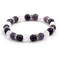 Agato Bracciale di perline in ametista e cristallo MINK69 - Lunghezza: 17 cm