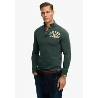Superdry per uomo. M1110435A Polo Vintage Athletic verde (L), Casual, Cotone, Manica lunga