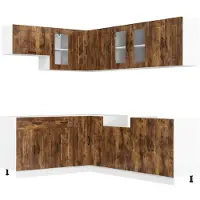 vidaXL Set di mobili da cucina da 11 pezzi Kalmar in legno di quercia affumicato