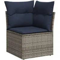 vidaXL Set di divani da giardino da 13 pezzi con cuscini in polirattan grigio