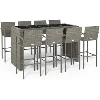 vidaXL Set da bar da giardino 9 pezzi in polyrattan grigio