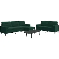 vidaXL Set di divani a 3 pezzi con cuscini e imbottiture in velluto verde scuro