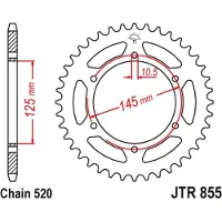 JT Sprockets Pignone Posteriore 520 Jtr855.45zbk Steel