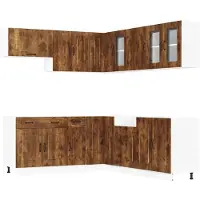vidaXL Set di mobili da cucina da 11 pezzi Kalmar in legno di quercia affumicato