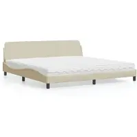 vidaXL Letto con materasso "Dover" crema 200x200 cm tessuto