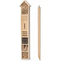 Westerholt Albergo per insetti a forma di palo – Albergo per api e farfalle – 150 cm di altezza – Casetta per insetti in legno per il giardino – Naturale