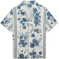 Superdry per donna. W4010586A Camicia Off-White con stampa da spiaggia (L), Bianco, Casual, Cotone, Manica corta