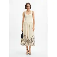 Desigual , Abito midi svasato a fiori, Bianco, XS