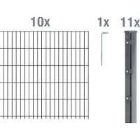 Alberts Recinzione a pannelli doppi 673932, set completo da 22 elementi, colore antracite, altezza 103 cm, lunghezza 25 metri