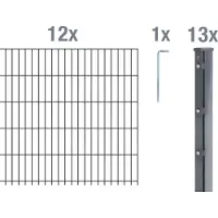 Alberts Recinzione a pannelli doppi, modello 673512, set completo da 26 elementi, colore antracite, altezza 103 cm, lunghezza 30 metri