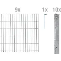 Alberts 674441 Recinzione a doppia rete metallica come set completo da 20 pezzi, zincato a caldo, altezza 143 cm, lunghezza 22,5 m