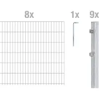 Alberts 669652: Recinzione a pannelli a doppia onda, set completo da 18 elementi, zincata a caldo, altezza 83 cm, lunghezza 20 metri