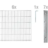 Alberts Recinzione a pannelli doppi, modello 674205, kit completo da 14 elementi, zincata a caldo, altezza 83 cm, lunghezza 15 metri