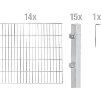 Alberts 653347 Recinzione a doppia rete metallica come set completo di 30 pezzi, zincato a caldo, altezza 160 cm, lunghezza 28 m