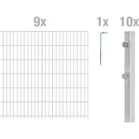 Alberts 669768 Recinzione a doppia rete metallica come set completo da 20 pezzi, zincato a caldo, altezza 163 cm, lunghezza 22,5 m