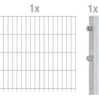 Alberts 641368 Recinzione a doppia rete metallica come set completo, zincata a caldo, altezza 163 cm, lunghezza 2,5 m
