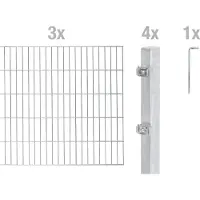Alberts 653781 Recinzione a doppia rete metallica come set completo di 8 pezzi, zincato a caldo, altezza 180 cm, lunghezza 6 m