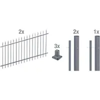 Alberts 511685 Kit completo per recinzione, modello a pannelli regolabili, da fissare, colore antracite, altezza 100 cm, lunghezza 10 metri