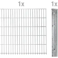 Alberts 645359 Staccionata doppia come set completo di recinzione, zincata a caldo, altezza 83 cm, lunghezza 2,5 m