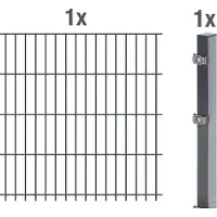 Alberts 641504 Recinzione a doppia rete metallica come set completo, antracite, altezza 163 cm, lunghezza 2,5 m