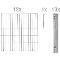 Alberts Recinzione a pannelli doppi, modello 674649, kit completo da 26 elementi, zincata a caldo, altezza 123 cm, lunghezza totale 30 metri