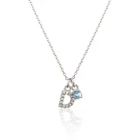 JVD Decent Silver "D" Blue Zircon Collana SVLN0324XH2BI0D