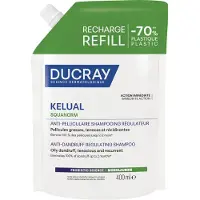 Ducray Kelual Squanorm , Shampoo trattante per capelli, antiforfora, per cuoio capelluto con forfora grassa, ricarica, 400 ml