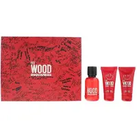 Dsquared2 Set : Red Wood, Eau De Toilette, per donna, 50 ml + Red Wood, gel doccia e shampoo 2 in 1, 50 ml + Red Wood, lozione per il corpo, 50 ml