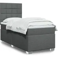 vidaXL Letto a molle con materasso grigio scuro 80x200 cm in tessuto