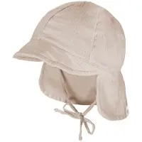 Maximo Baby's Peak Cap with Tie + Muslin Neck Protector Cappellino Bambini (45 cm, beige)