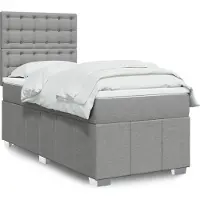 vidaXL Letto a molle con materasso grigio chiaro 90x190 cm in tessuto
