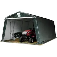 TOOLPORT Tendone Garage 3,3 x 6,2 m Verde, Costruzione Stabile in Acciaio con Telo PE Garage per Bicicletta