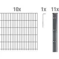 Alberts Recinzione a pannelli doppi 679590, set completo da 22 elementi, colore antracite, altezza 163 cm, lunghezza 25 metri