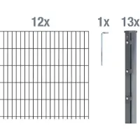 Alberts Recinzione a pannelli doppi 679750, set completo da 26 elementi, colore antracite, altezza 83 cm, lunghezza 30 metri