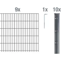 Alberts 679521 Recinzione a doppia rete metallica come set di recinzione completo da 20 pezzi, antracite, altezza 223 cm, lunghezza 22,5 m