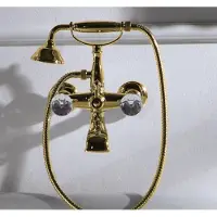 Casa Padrino miscelatore per vasca in stile liberty con tubo flessibile e doccetta oro - Miscelatore da bagno con cristallo Swarovski - Accessori da bagno nostalgici - Miscelatore da bagno