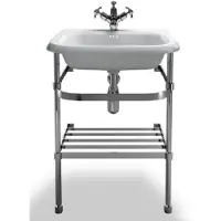 Casa Padrino Lavabo con piedistallo in pietra naturale bianco/acciaio inox L 55cm - Lavabo Art Deco in stile barocco antico