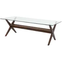 Casa Padrino Tavolo da pranzo marrone 230 x 100 x h. 77 cm - Tavolo da cucina in legno massiccio con piano in vetro - Tavolo da pranzo rettangolare - Mobili da sala da pranzo